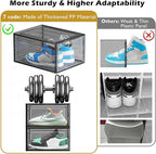 7 code Thicken & Sturdy Clear Shoe Storage Organizer with Magnetic Door, Stackable Boxes for Closet, Foldable Shoe Rack for S