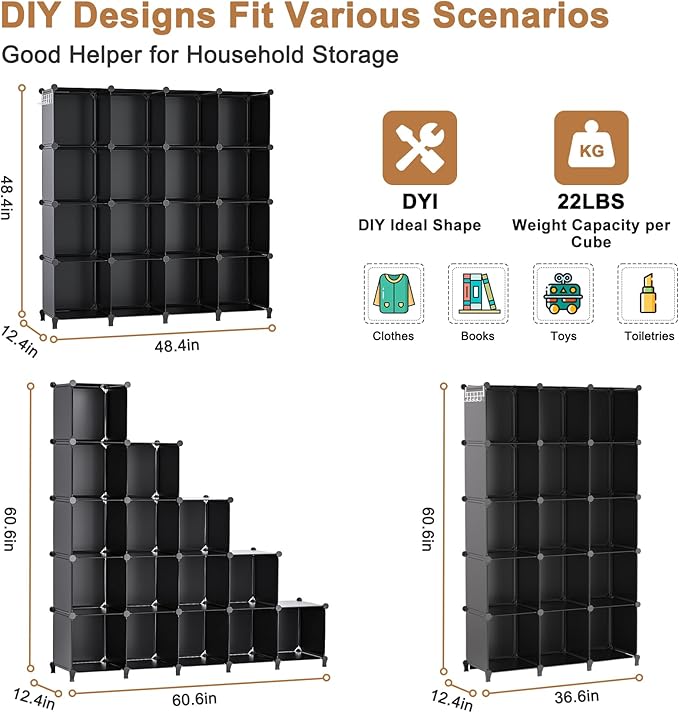 Neprock 16 Cubby Storage Organizer, Closet Clothes Storage Organizer, Cube Shelves Closet Organizers and Storage Shelves for 