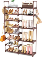 ROJASOP Shoe Rack Organizer, 8-Tier Metal Shoe Rack for Closet Entryway Garage, 26-32 Pairs Tall Shoe Boot Storage Shelf with