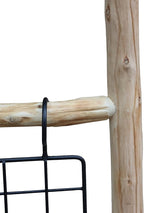PARISLOFT 8-Tier Wooden Blanket Ladder with 5 Removable Baskets, Farmhouse Leaning Ladder Shelves for Living Room & Bedroom, 