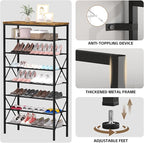 8 Tiers Tall Shoe Rack Organizer, Large Capacity Shoe Rack Holds 32 Pairs of Shoes, Durable and Stable, Adjustable Metal Shel
