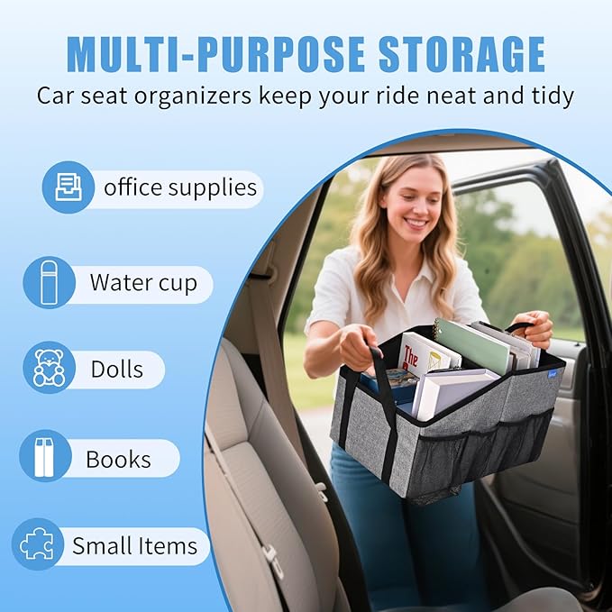 Smof Car Organizer- Car Seat Organizer for Front Seat Back Seat Between Seats, Foldable Car Storage Organizer for Kids Adults