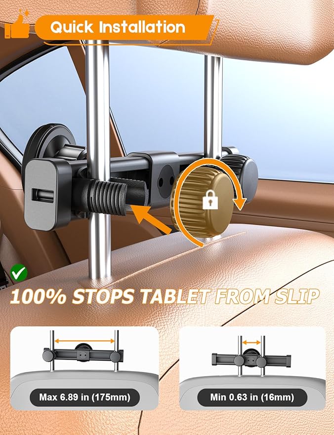 OHLPRO 2-Pack Magnetic Headrest Tablet Holder for Car Back Seat iPad Mount Compatible with Magsafe Phones Tablet iPad Pro Air Mini Galaxy Tab and Devices for Kids, Road Trip Essentials
