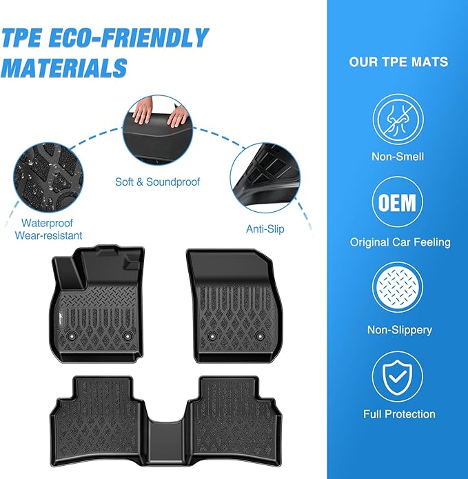 Nilight TPE Floor Mats for Buick Envision 2021 2022 2023 2024 2025 2026 All Weather Custom Fit Heavy Duty Floor Liners