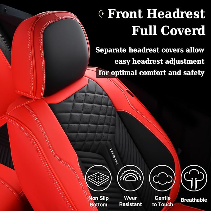 Coverado Front Seat Covers, 2 Pack Waterproof Seat Covers for Cars, Luxury Leather Seat Cushions, Front and Rear Seat Protect