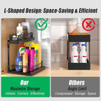 Under Kitchen Sink Pull Out Organizer, Pull Out Under Cabinet Organizer with 2 Tier for Kitchen Bathroom, Home Kitchen Storag