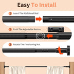 Tension Curtain Rod 41-86In-150Lb, Curtain Rod No Drilling for Window or Bathroom Patio, Adjustable Heavy Duty Shower Curtain