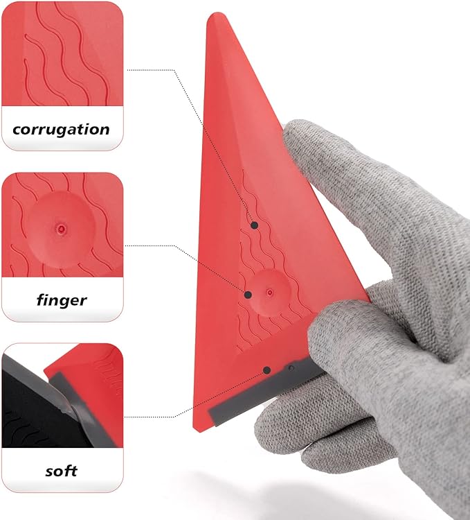NEWISHTOOL 3 PCS Window Tint Triangle Squeegee with Silicone Edge, Different Hardness Corner Squeegee for Car Vinyl Wrap PPF Installation, Multi Edge Contour Scraper Tint Tools