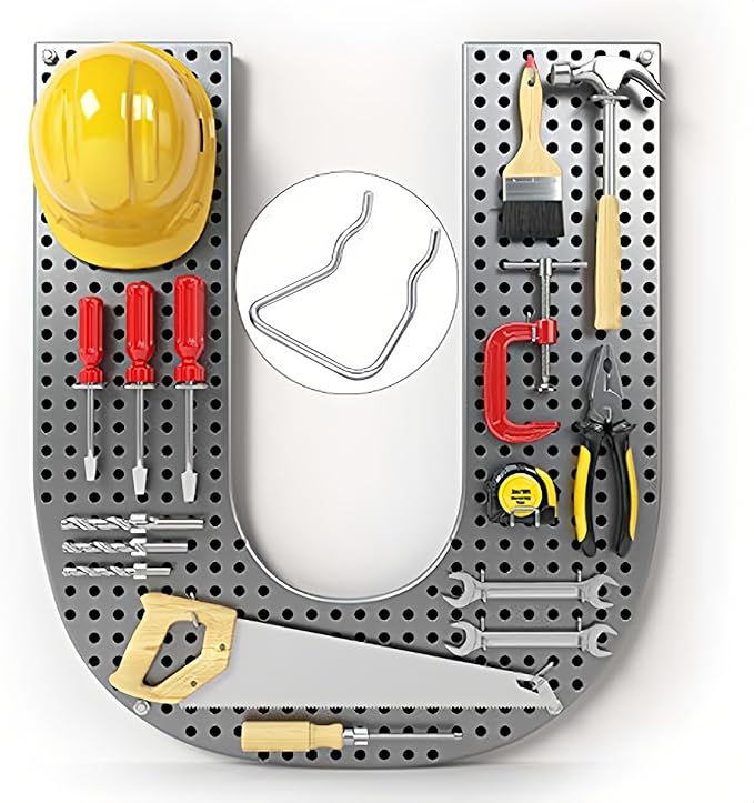204 peg Board Hooks for Hanging - pegboard Accessories and Hangers for 1/6 & 1/8 inch peg Board Organizer Accessories - Ideal