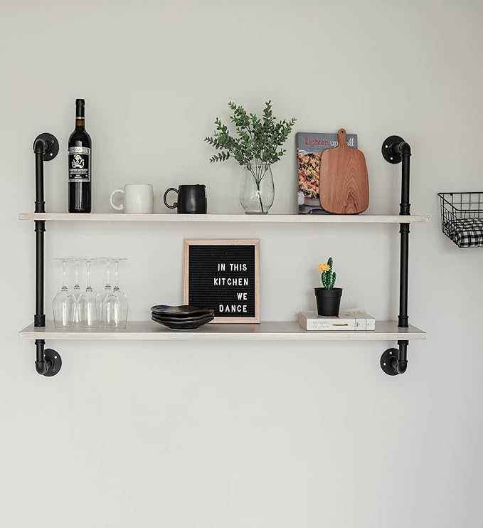 Floating Bookshelf Bathroom Shelves Over Toilet Industrial Pipe Shelving Pipe Shelves Rustic White Wall Shelves 36 Inch Farmh