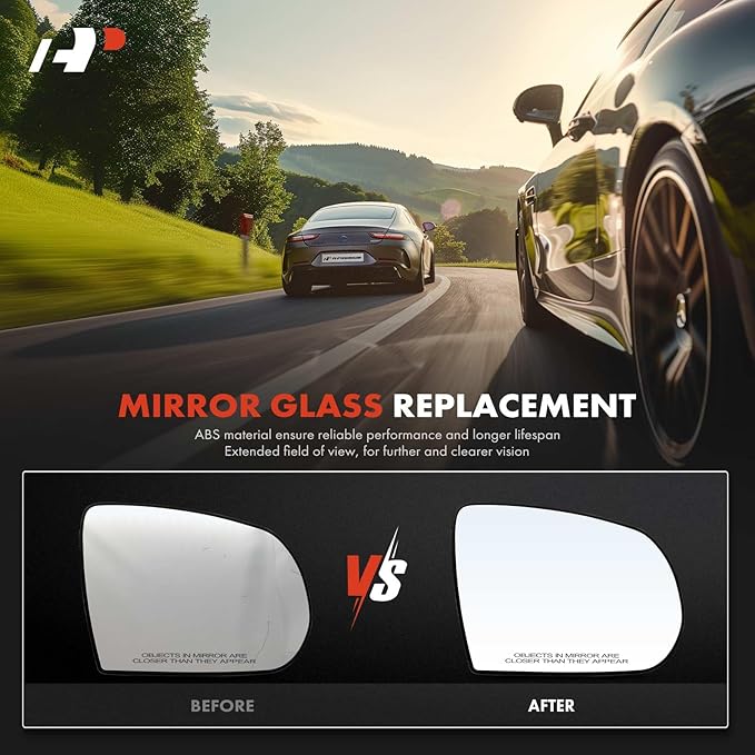 A-Premium Right Passenger Side Manual Non-Heated Mirror Glass with Backing Plate Compatible with Jeep KL Series Cherokee 2014
