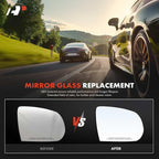A-Premium Right Passenger Side Manual Non-Heated Mirror Glass with Backing Plate Compatible with Jeep KL Series Cherokee 2014