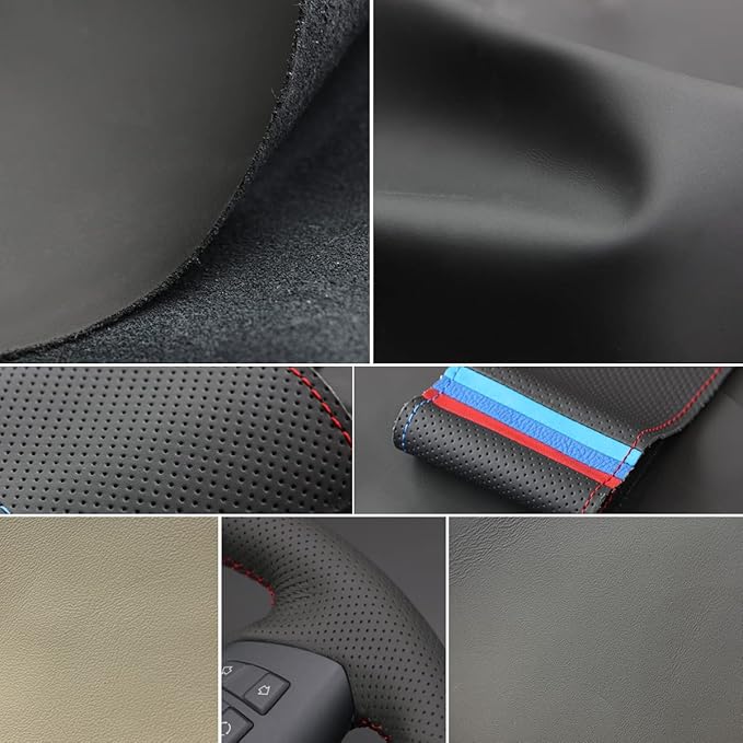 MEWANT Steering Wheel Cover for Yoke Style Steering Wheel for Tesla Model S 2021-2023 / Model X 2021-2023 Hand-Stitched Steering Wrap