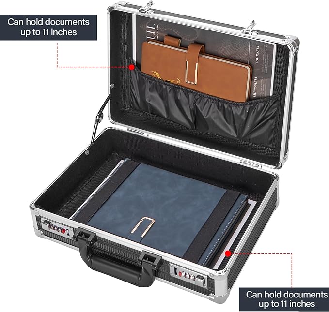 LOCKCURX File Organizer Storage Box - 14.2 x 9.4 x 4.5 Inch Medium, Portable Locking Storage Totes with Dual Combination Lock