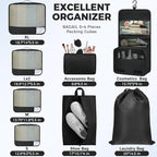 BAGAIL 9 Set Packing Cubes with Packing List Luggage Packing Organizers for Travel Accessories (Black)