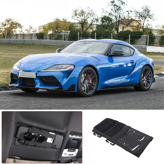 Car Sun Visor Organizer Fit for Toyot@ Supra GR A90 A91 MK5 2019-2022, Auto Car Visor Pocket, Sunshade Storage Bag, Cards, Sunglasses, Driver's License, Cell Phones and Other Items Storage (Regular)