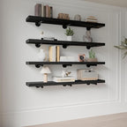 Industrial Pipe Wall Wood Shelves,Real Wooden Shelves 48" Modern Floating Shevles for Wall Bookshelf Shelving Units for Rusti