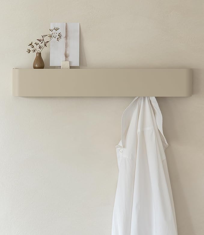 Kazai.® Coat Rack Wall Mount with Shelf 'Tone' | Modern Design Coat Hanger with Hidden Hooks and Storage | Hat Rack with Shel
