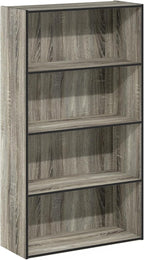 Furinno PASIR Book Shelf, 4-Tier Bookshelf, Bookcase with Open Shelf, 9.4 x 23.6 x 41.7, for Living Room, Bedroom, Home Offic