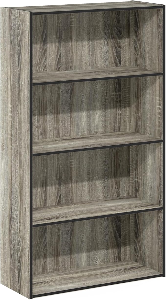 Furinno PASIR Book Shelf, 4-Tier Bookshelf, Bookcase with Open Shelf, 9.4 x 23.6 x 41.7, for Living Room, Bedroom, Home Offic