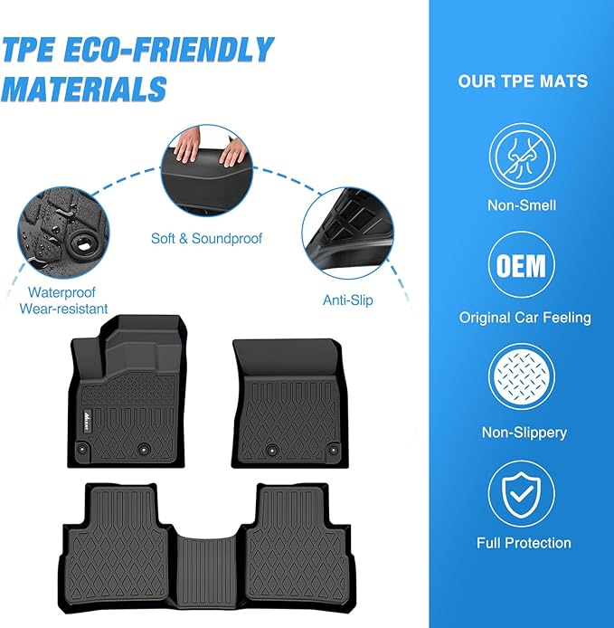 Nilight TPE Floor Mats for Nissan Rogue (Not for Rogue Sport) 2021 2022 2023 2024 2025 2026 All Weather Custom Fit Heavy Duty Floor Liners