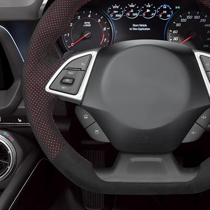 MEWANT Hand Stitch Car Steering Wheel Protector Wrap Cover for Chevrolet Camaro 2017-2022 Steering Wheel Accessories