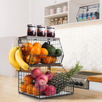 Mefirt Fruit Basket, Stackable Wall Mounted Fruit Baskets, Potato Baskets Onion Storage for Kitchen, Hanging Wire Basket with