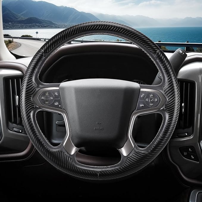 Steering Wheel Cover for Chevy Silverado 1500 2014-2018/2500 2500HD 3500 3500HD 2015-2019/ 4500HD 5500HD 6500HD 2019-2024/ Suburban Tahoe 2015-2020/ Colorado 2015-2022/ Traverse 2018-2023 Chevrolet