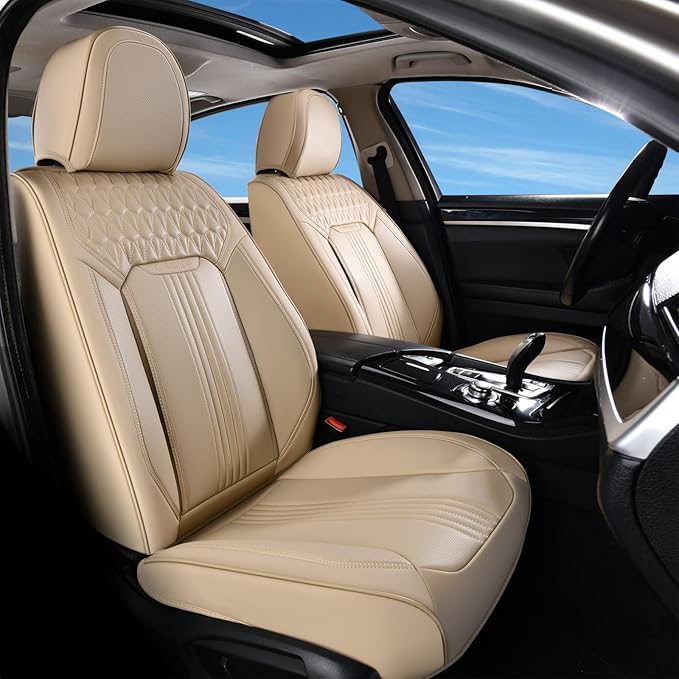 Coverado Seat Covers, Car Seat Covers Front Seats, Beige Seat Cover, Waterproof Car Seat Cushion, Front Car Seat Covers Leath