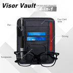 2 PCS Car Sun Visor Organizer, Sunvisor Organizers with Sunglass Holder & Card Sleeve Pocket, Leather Car Sunglass Holder for Most Vehicle of Trucks, SUVs, Black