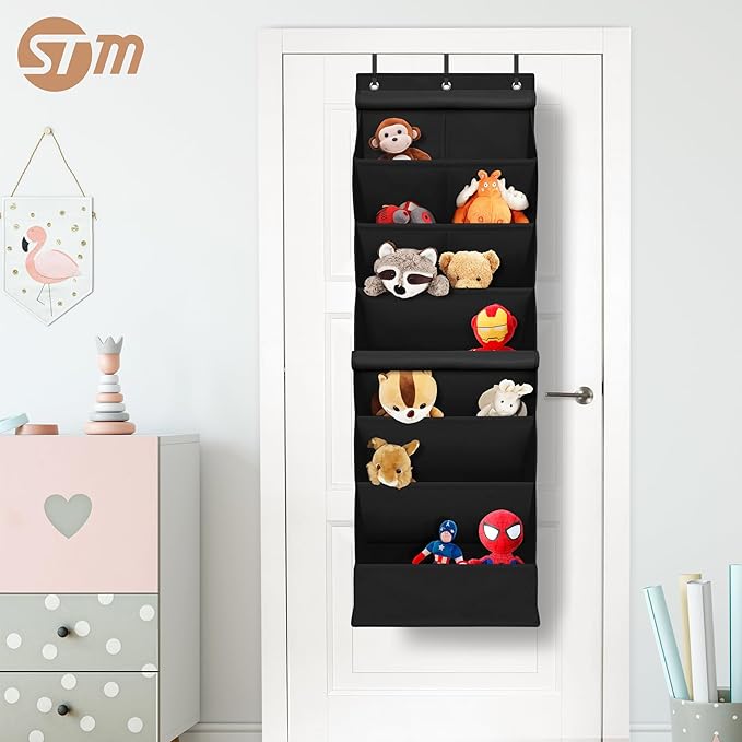 STORAGE MANIAC Over the Door Shoe Organizer with Curtain Dustproof Heavy-Duty Large Deep Pocket Hanging Shoe Organizer for Cl