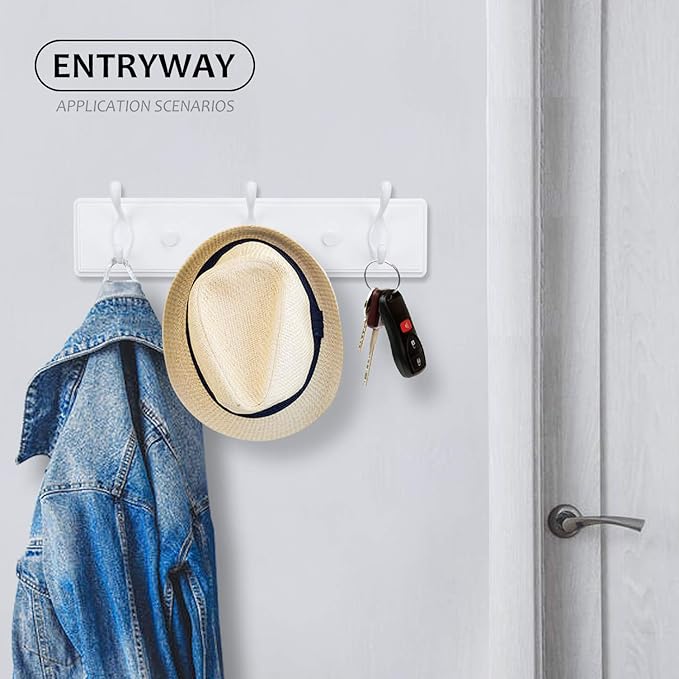 Badiano Wooden Coat Rack, Wall-Mounted Organizer for Closet, Entryway, Hallway, Foyer, Bedroom, Heavy Duty Double Hooks for H