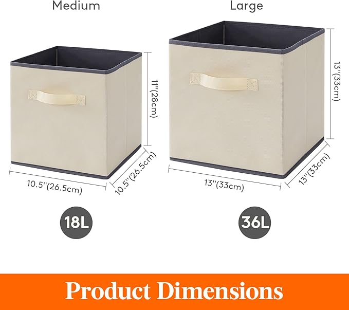 Lifewit Storage Cubes, Foldable Decorative Fabric Storage Baskets for Organizing Home Organizers with Handles for Shelves, Cl