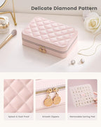 Lolalet Travel Jewelry Case for Women Girls, Travel Jewelry Organizer with Clear Storage Bag Small Portable Jewelry Box for N