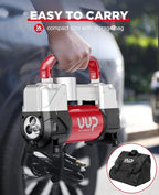 Tire Inflator Air Compressor, 150PSI 12V DC Double Cylinders Heavy Duty Portable Air Pump w/Emergency LED Light for Truck, SUV, Car, RV (red)
