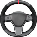 MEWANT Hand Stitched Steering Wheel Cover for Tesla Model 3 2017-2023 / Model Y 2020-2023 for Tesla Model 3/Y Accessories(3D Style)