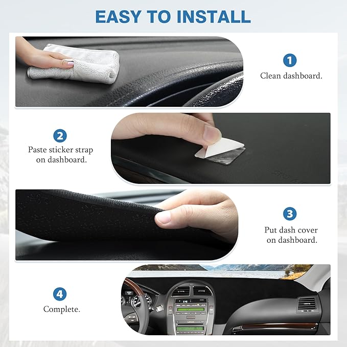 FIILINES Dash Cover for Lexus ES ES240 ES350 2007-2012, Dashboard Cover ES Accessories Suede Dash Cover Mat Sunshade Anti-Sli