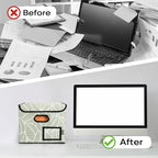BALEINE File Organizer Box with Lid, Collapsible File Folder Organizer with Plastic Slide, Hanging File Folder Box for Office