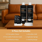 Furniture Clinic Large Leather Care Kit | Leather Cleaner + Conditioning Protection Cream for Furniture | Two 17oz Bottles + 