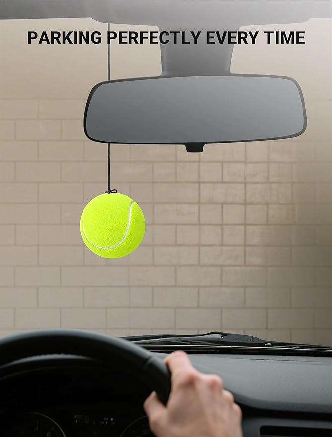 4-Packs Garage Tennis Ball Parking Aid with Non-Elastic String, Garage Ball for Parking with Adjustment Buckle, Easy Installation, Car Stop Indicator for Garage Accessories