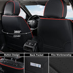 Coverado Car Seat Covers Full Set, Nappa Leather Seat Covers for Car, Waterproof Car Seat Protector with Lumbar Support, Auto