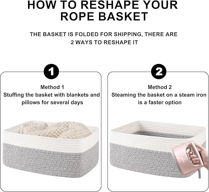 OIASKET Storage Baskets for Organizing 3 Pack, Woven Baskets for Shelves, Closet Organizer Bins Empty Gift Basket Toy Storage
