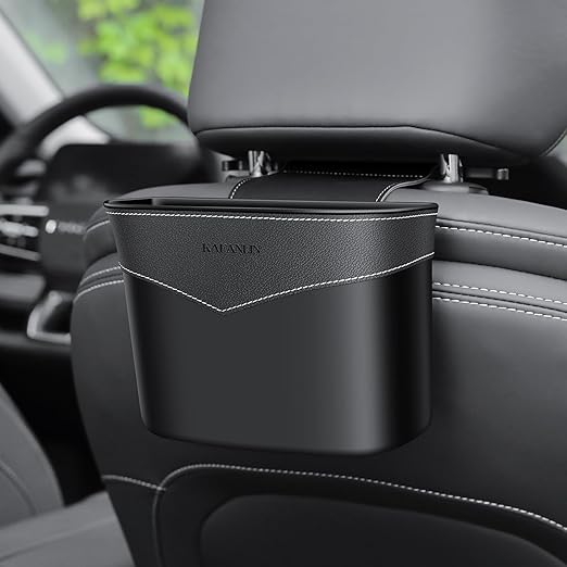Car Trash Can Mini Trash Bin Garbage Organizer with Plastic Trash Bag Automotive Small Garbage Bin for Home Office Auto Vehicle Car Door Front Back Seat Storage Accessories (hook trash can)