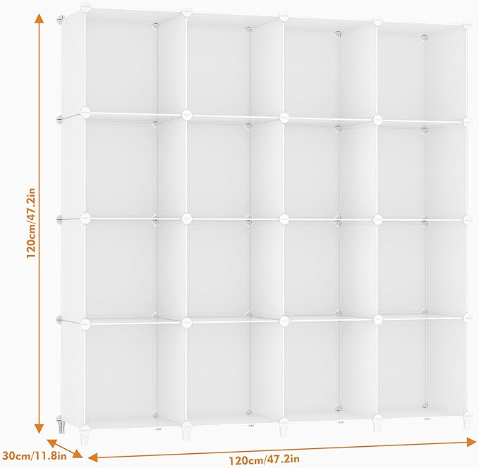 HOMIDEC Closet Organizers and Storage, 16 Cube Storage Organizer, Closet Organizer Bookshelf Cubes Shelves for Clothes, Bedro