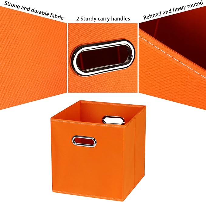 Black Fabric Cubby Storage Bins,13x13x13 Inches ,Cube Organizer Bin Foldable Storage Boxes with Dual Handles Fabric Organizer