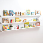 Axeman 72 Inch Floating Shelves | White Picture Ledge Shelf Set of 3 | Rustic Wood Wall Shelves with Lip | 72" White Picture 