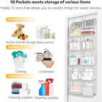 Over the Door Organizer 5 Tiers,Extra Large Behind Door Storage of 10 Compartments,50 lbs Weight Capacity Over the Door Stora