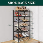 Smiry Small Bamboo Shoe Rack 6-Tier, Stackable Wooden Shoe Organizer for Entryway & Closet, Free Standing Wood Shoe Storage S