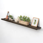 55 Inch Floating Shelves for Wall, Solid Elm Wood Wall Shelf for Home Decor, 8 Inch Deep Floating Shelf for Storage, 55 x 8 W