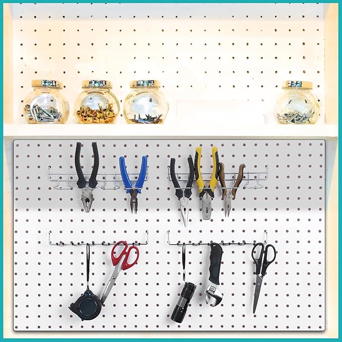 Coume 6 Pcs Pegboard Screwdriver Holders Organizer Pegboard Plier Holders Stainless Steel Peg Board Tool Utility Hooks Access